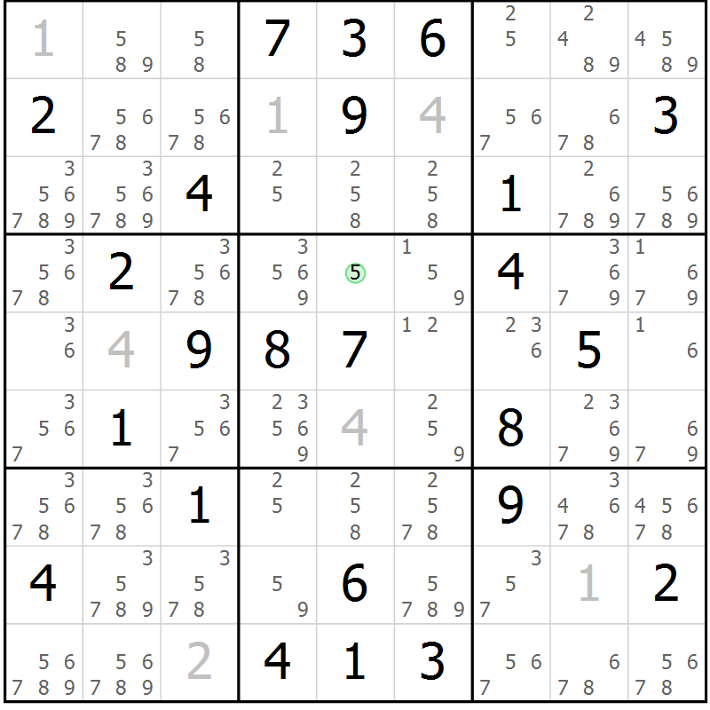 Position des candidats pour la solution de la Gr 48 page 51 du magazine de sudoku Virtuose n° 122