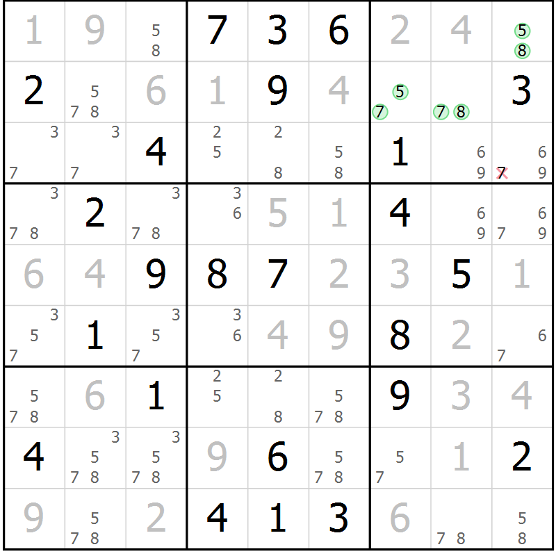 Position des candidats pour la solution de la Gr 48 page 51 du magazine de sudoku Virtuose n° 122