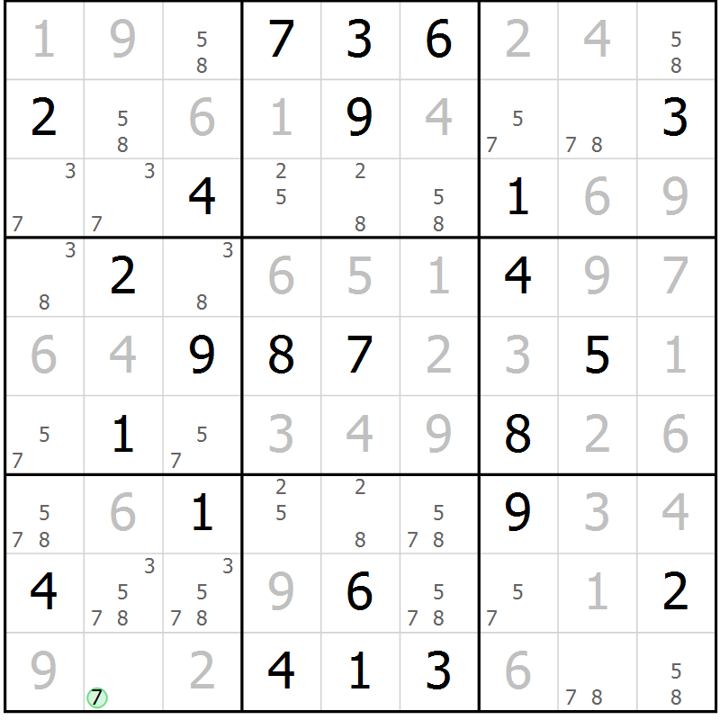 Position des candidats pour la solution de la Gr 48 page 51 du magazine de sudoku Virtuose n° 122