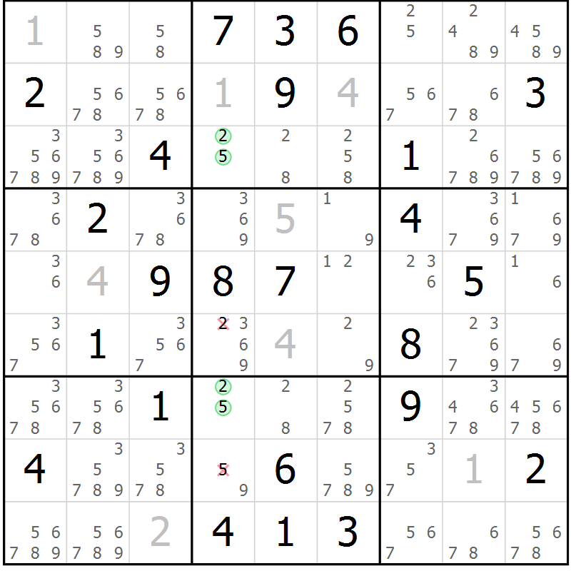 Position des candidats pour la solution de la Gr 48 page 51 du magazine de sudoku Virtuose n° 122