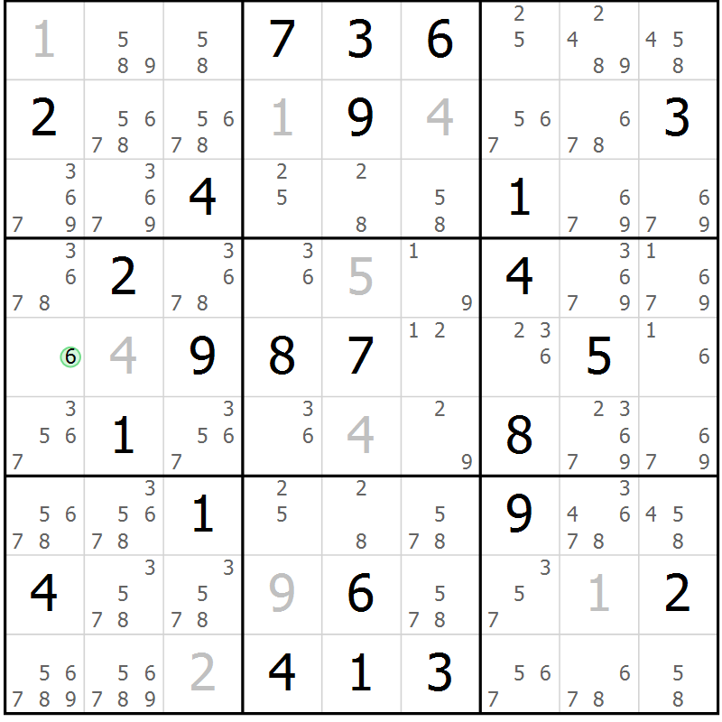 Position des candidats pour la solution de la Gr 48 page 51 du magazine de sudoku Virtuose n° 122