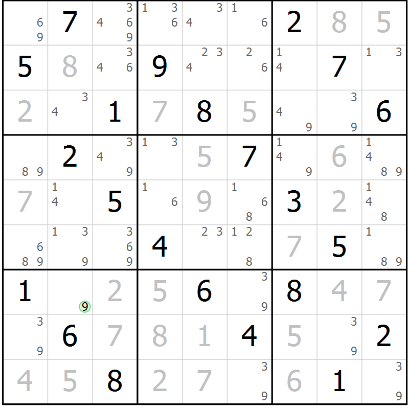 Position des candidats pour la solution de la Gr 50 page 53 du magazine de sudoku Virtuose n° 122