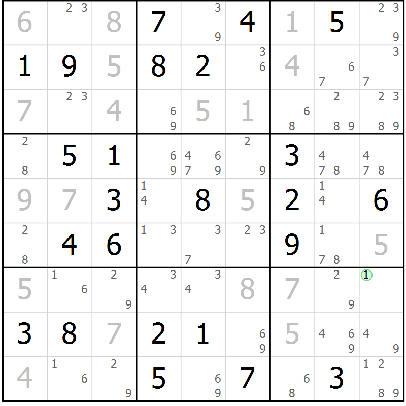 Position des candidats pour la solution de la Gr 51 page 54 du magazine de sudoku Virtuose n° 122