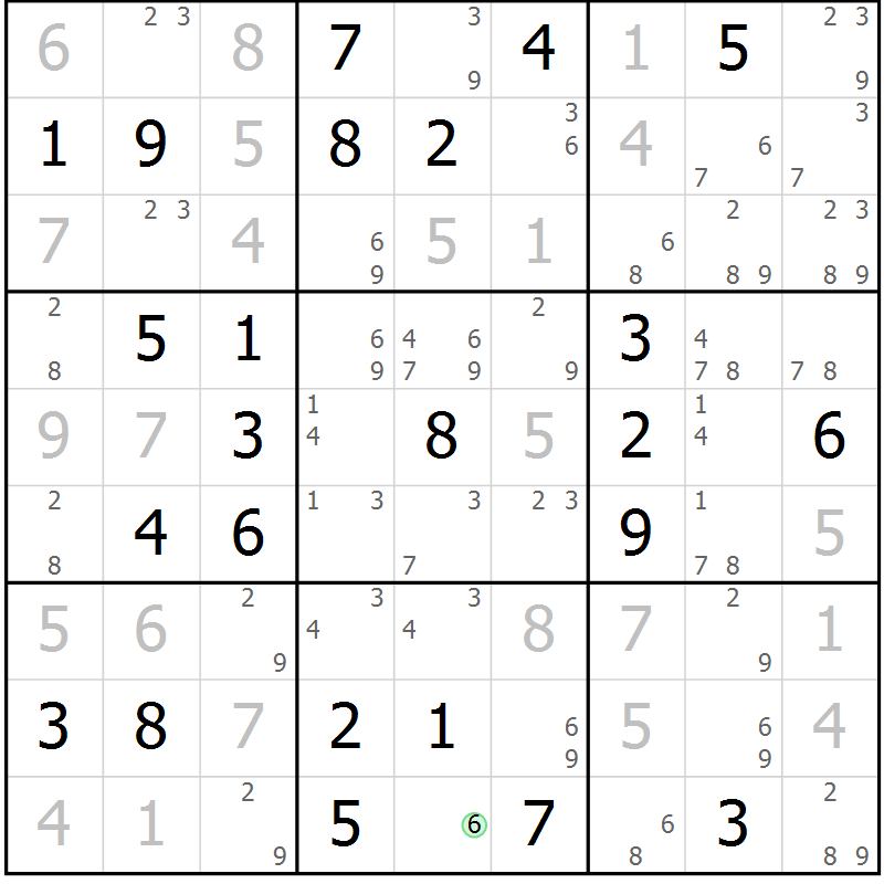 Position des candidats pour la solution de la Gr 51 page 54 du magazine de sudoku Virtuose n° 122