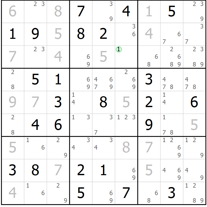 Position des candidats pour la solution de la Gr 51 page 54 du magazine de sudoku Virtuose n° 122