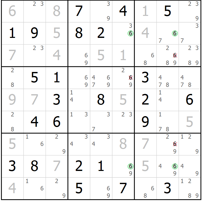 Position des candidats pour la solution de la Gr 51 page 54 du magazine de sudoku Virtuose n° 122