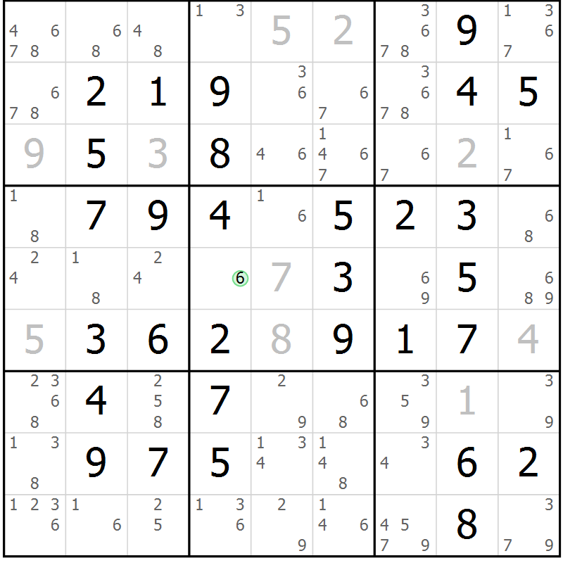 Position des candidats pour la solution de la Gr 57 page 60 du magazine de sudoku Virtuose n° 122