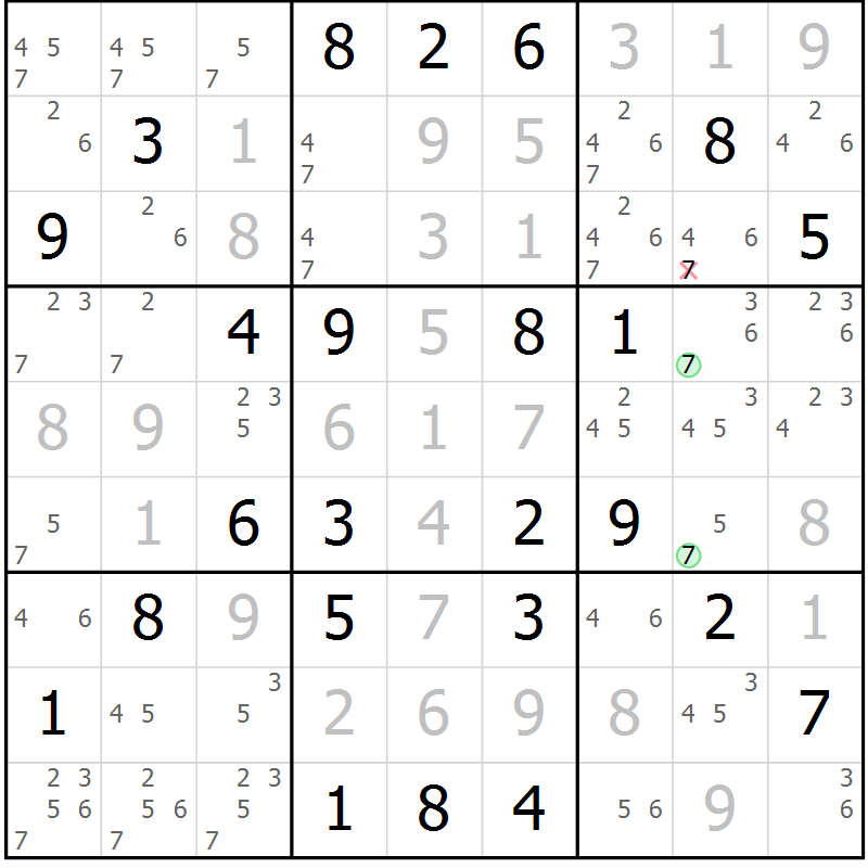 Position des candidats pour la solution de la Gr 59 page 62 du magazine de sudoku Virtuose n° 122