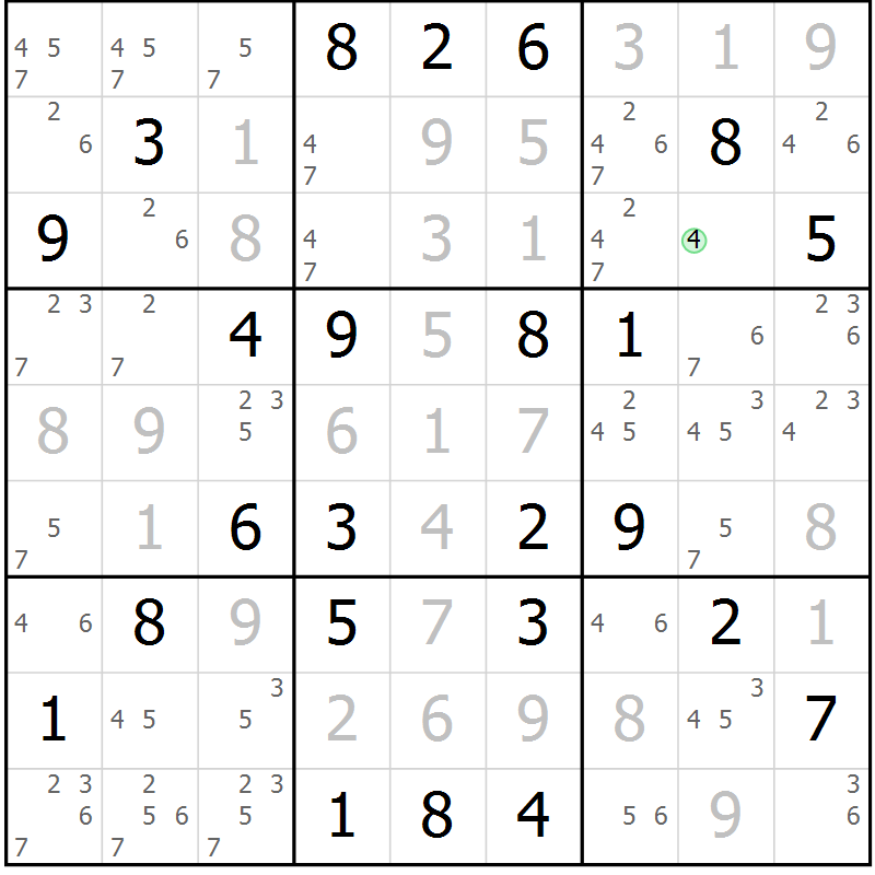 Position des candidats pour la solution de la Gr 59 page 62 du magazine de sudoku Virtuose n° 122