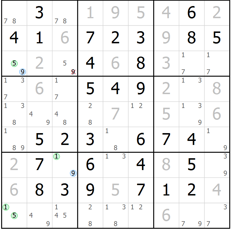 Position des candidats pour la solution de la Gr 64 page 67 du magazine de sudoku Virtuose n° 122