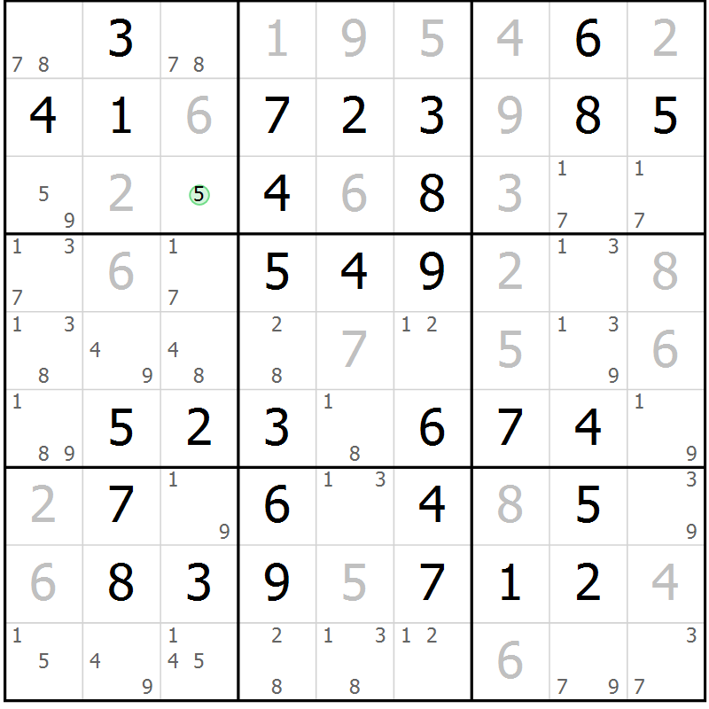 Position des candidats pour la solution de la Gr 64 page 67 du magazine de sudoku Virtuose n° 122