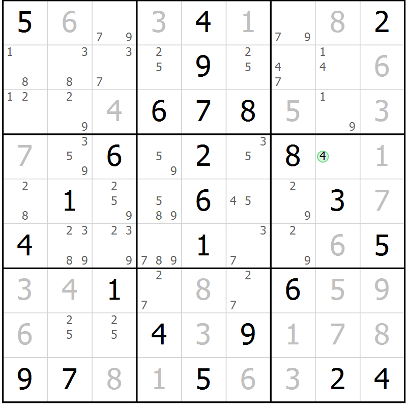 Position des candidats pour la solution de la Gr 65 page 68 du magazine de sudoku Virtuose n° 122