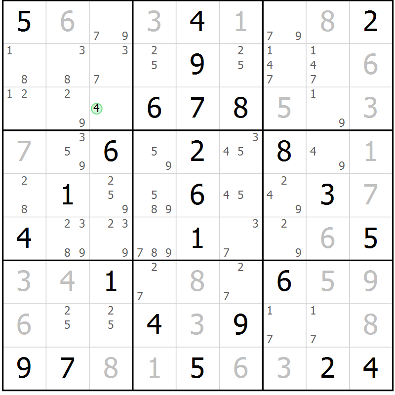 Position des candidats pour la solution de la Gr 65 page 68 du magazine de sudoku Virtuose n° 122