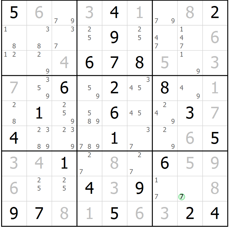 Position des candidats pour la solution de la Gr 65 page 68 du magazine de sudoku Virtuose n° 122
