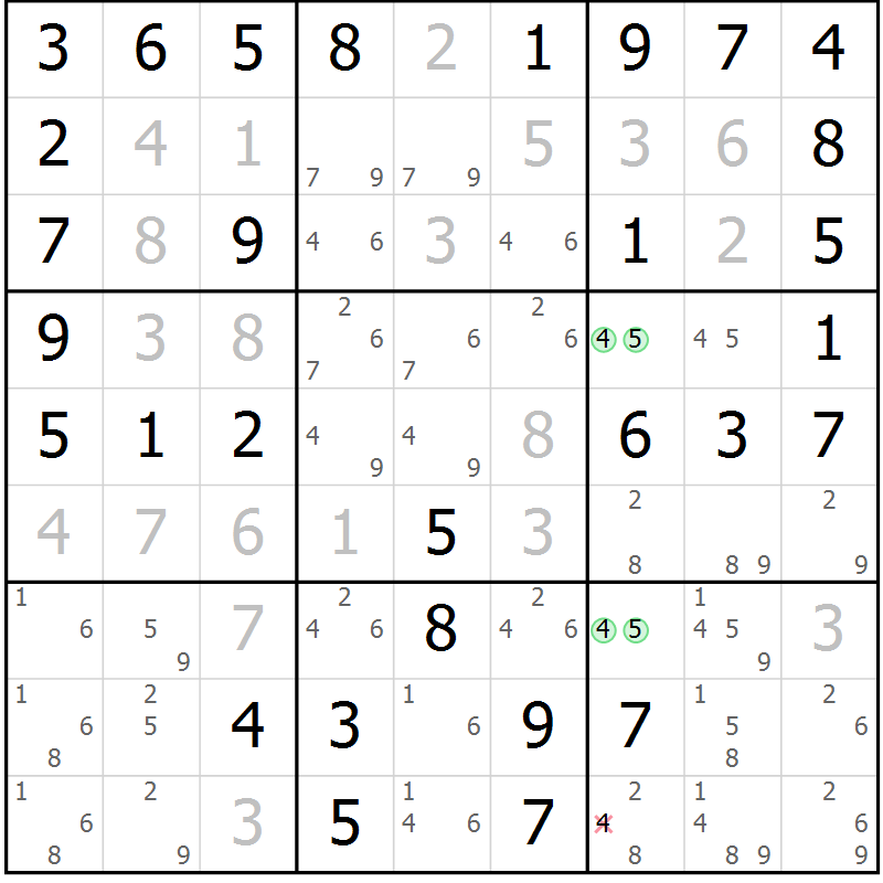 Position des candidats pour la solution de la Gr 66 page 69 du magazine de sudoku Virtuose n° 122