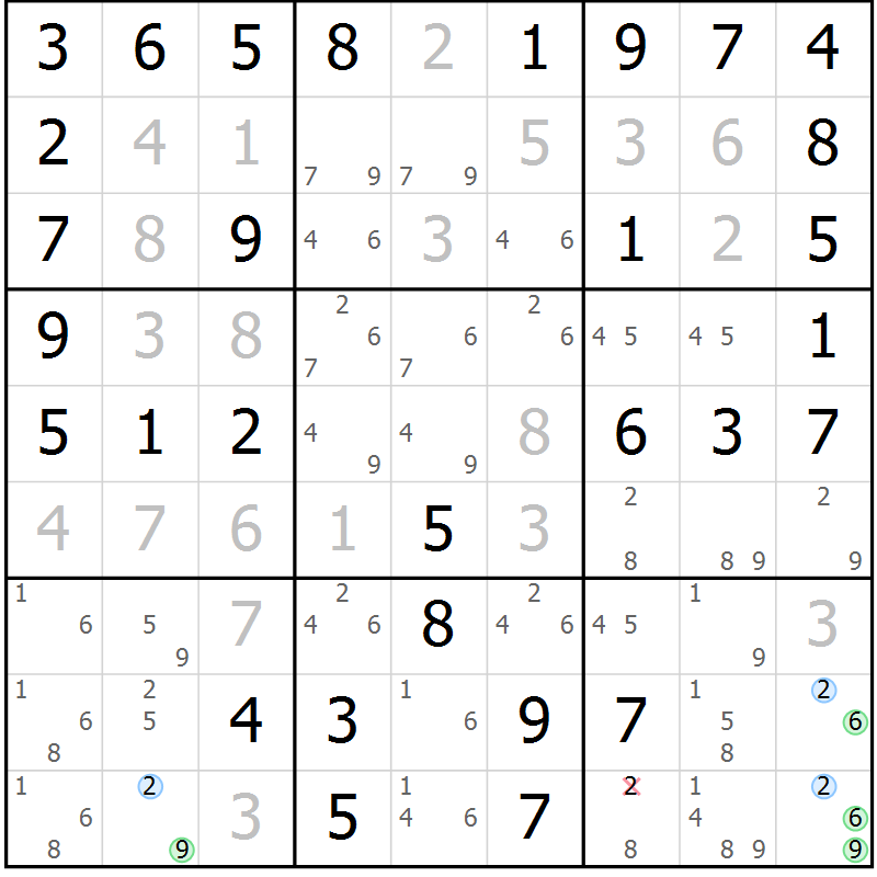 Position des candidats pour la solution de la Gr 66 page 69 du magazine de sudoku Virtuose n° 122