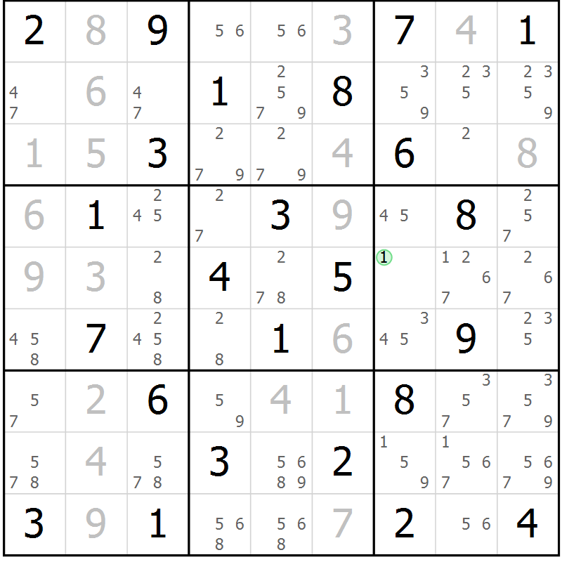 Position des candidats pour la solution de la Gr 67 page 70 du magazine de sudoku Virtuose n° 122