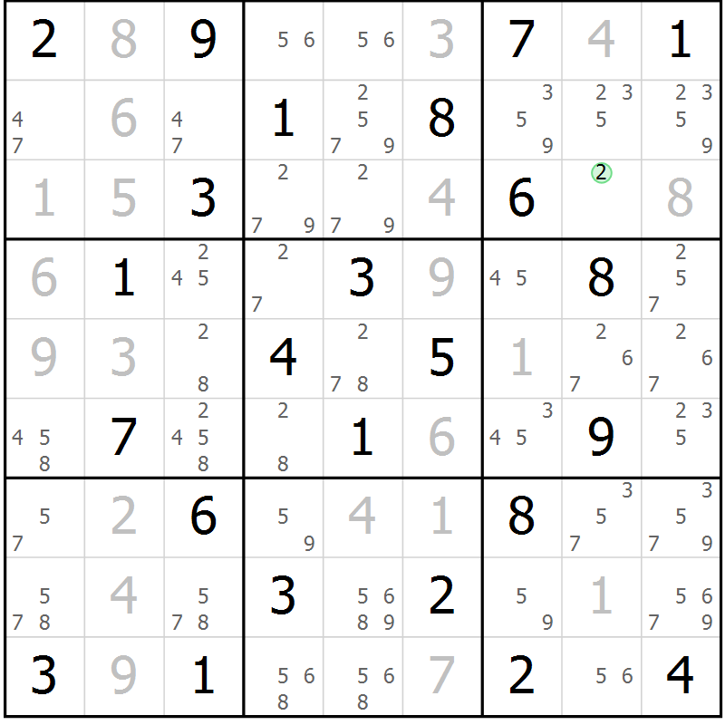Position des candidats pour la solution de la Gr 67 page 70 du magazine de sudoku Virtuose n° 122