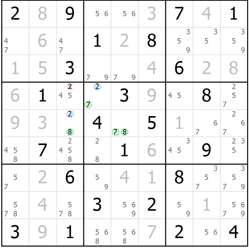 Position des candidats pour la solution de la Gr 67 page 70 du magazine de sudoku Virtuose n° 122