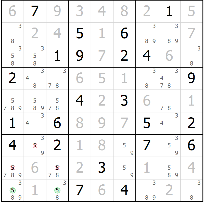 Position des candidats pour la solution de la Gr 68 page 71 du magazine de sudoku Virtuose n° 122
