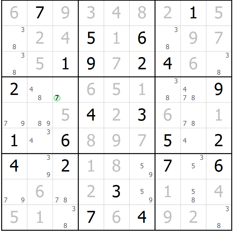 Position des candidats pour la solution de la Gr 68 page 71 du magazine de sudoku Virtuose n° 122