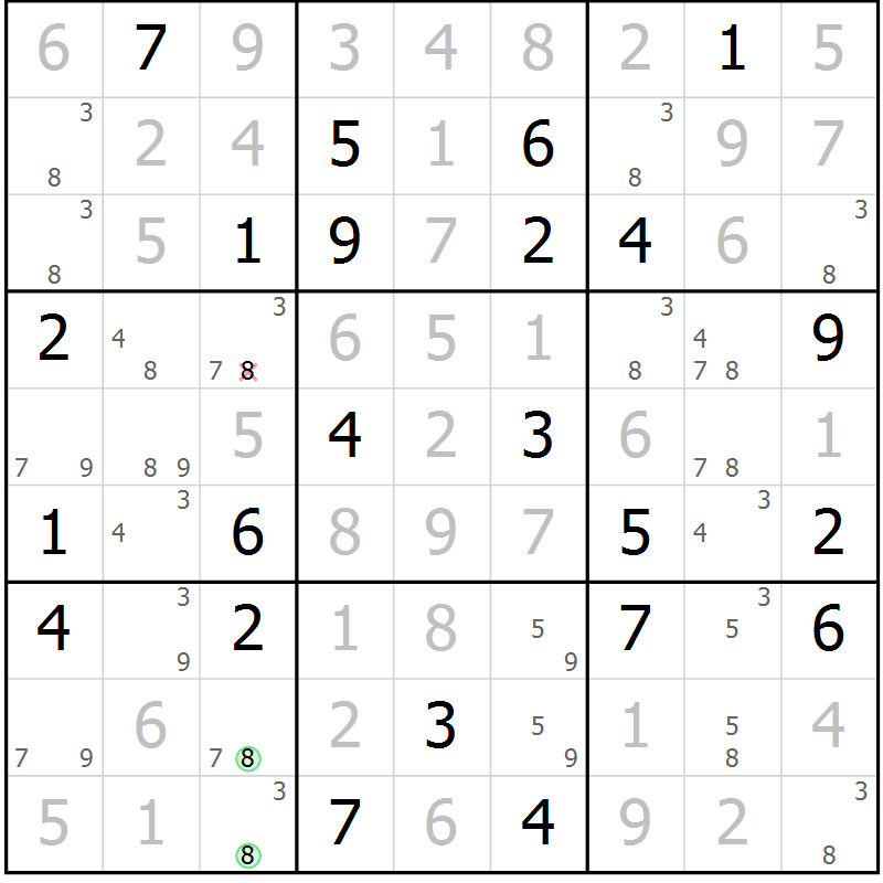 Position des candidats pour la solution de la Gr 68 page 71 du magazine de sudoku Virtuose n° 122