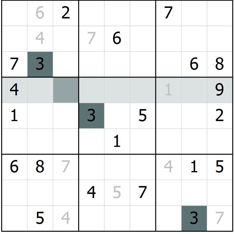 Position des candidats pour la solution de la Gr 7 page 10 du magazine de sudoku Virtuose n° 122