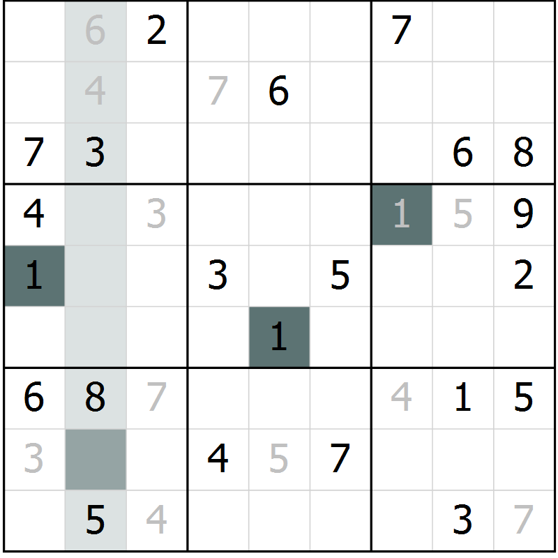 Position des candidats pour la solution de la Gr 7 page 10 du magazine de sudoku Virtuose n° 122