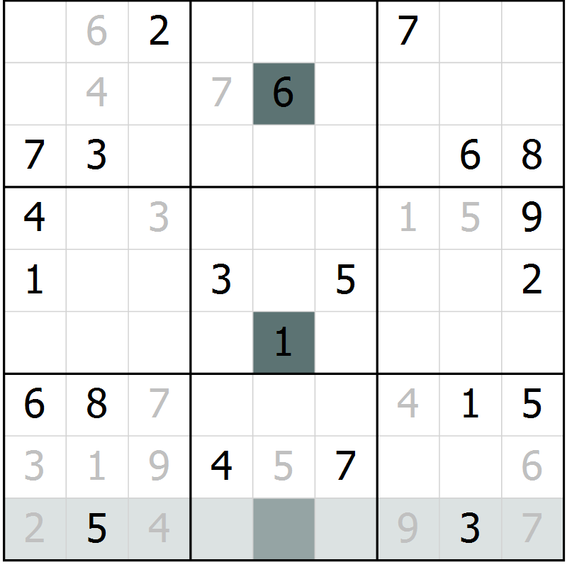 Position des candidats pour la solution de la Gr 7 page 10 du magazine de sudoku Virtuose n° 122
