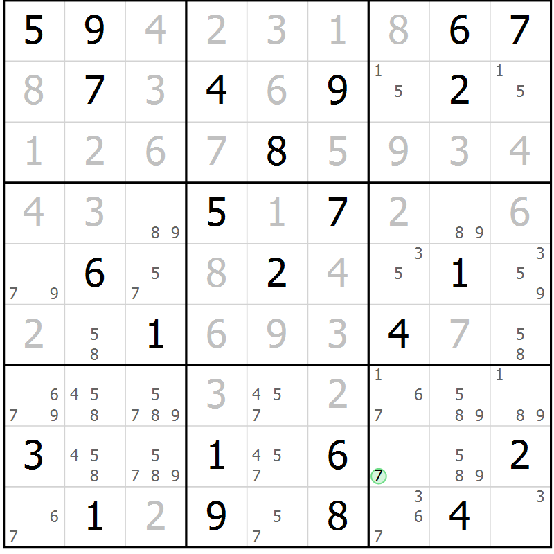 Position des candidats pour la solution de la Gr 73 page 76 du magazine de sudoku Virtuose n° 122