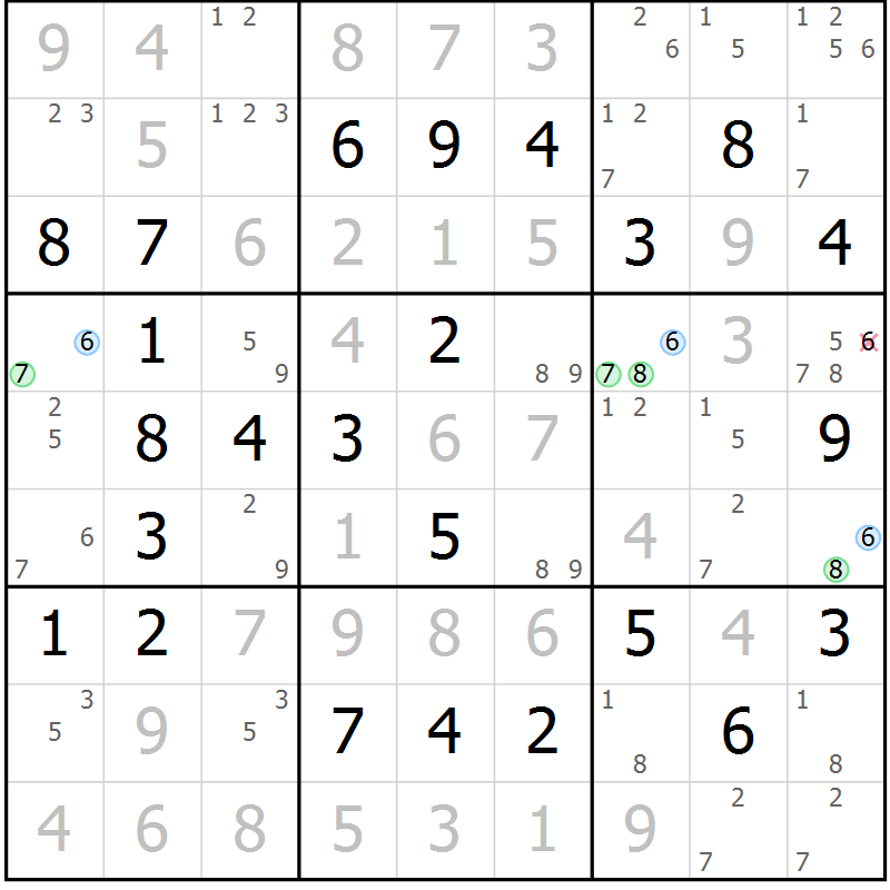 Position des candidats pour la solution de la Gr 76 page 79 du magazine de sudoku Virtuose n° 122