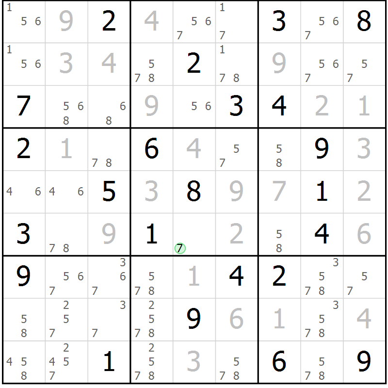 Position des candidats pour la solution de la Gr 78 page 81 du magazine de sudoku Virtuose n° 122