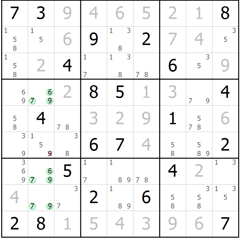Position des candidats pour la solution de la Gr 8 page 11 du magazine de sudoku Virtuose n° 122