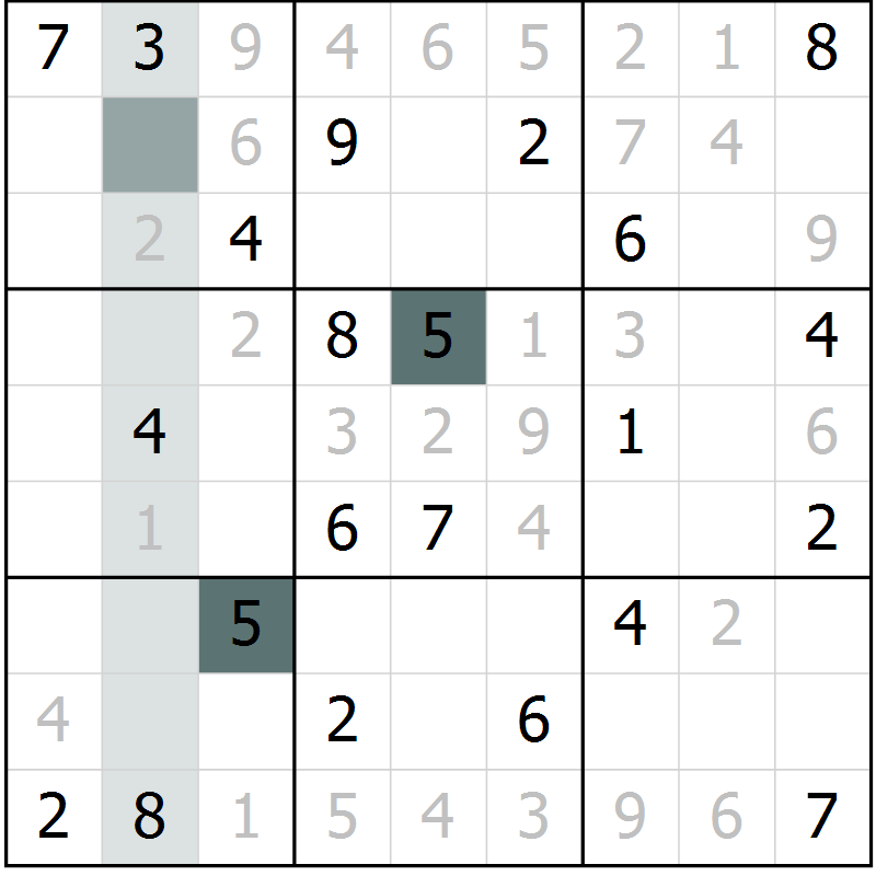 Position des candidats pour la solution de la Gr 8 page 11 du magazine de sudoku Virtuose n° 122