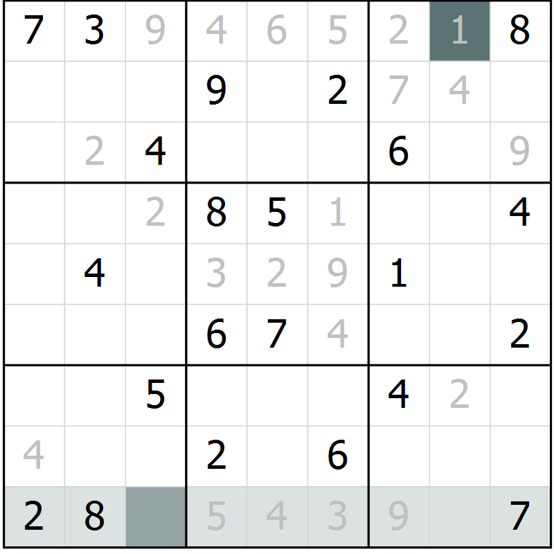 Position des candidats pour la solution de la Gr 8 page 11 du magazine de sudoku Virtuose n° 122