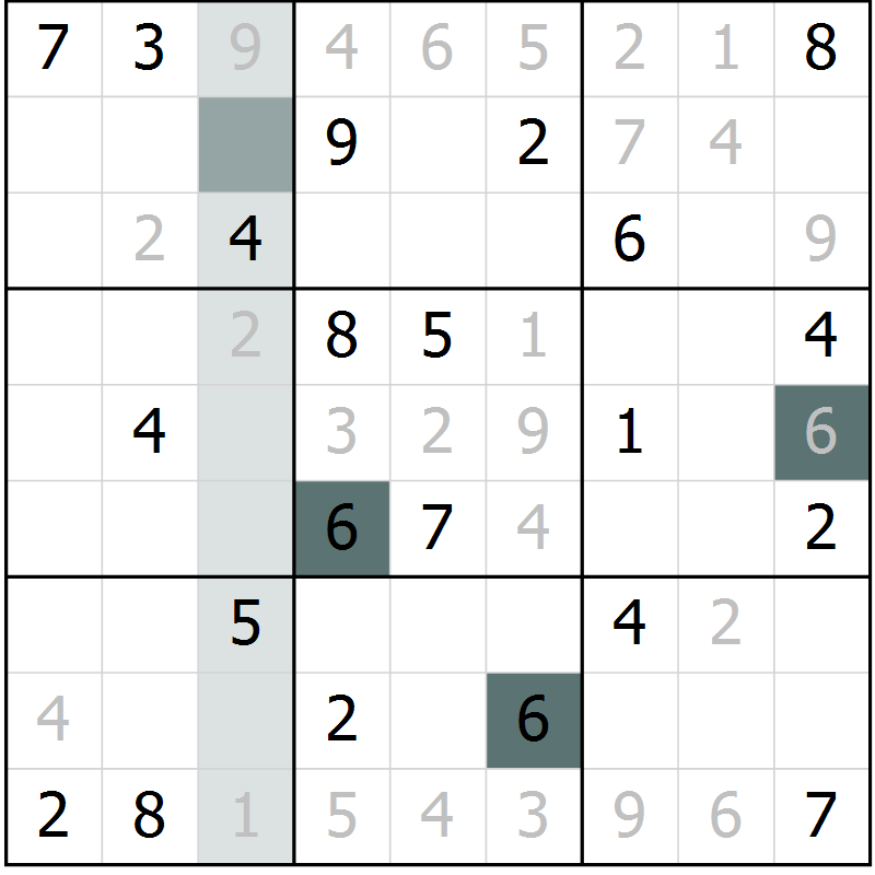 Position des candidats pour la solution de la Gr 8 page 11 du magazine de sudoku Virtuose n° 122