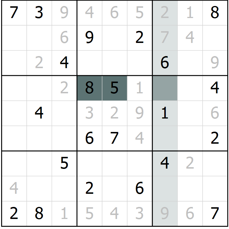 Position des candidats pour la solution de la Gr 8 page 11 du magazine de sudoku Virtuose n° 122