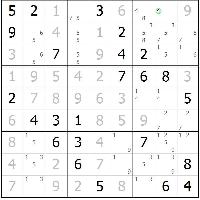 Position des candidats pour la solution de la Gr 80 page 83 du magazine de sudoku Virtuose n° 122