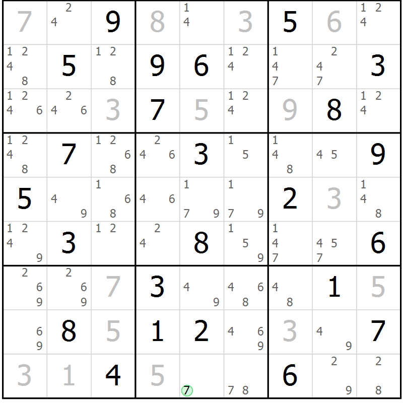 Position des candidats pour la solution de la Gr 83 page 86 du magazine de sudoku Virtuose n° 122