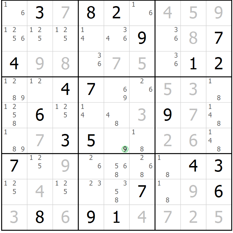 Position des candidats pour la solution de la Gr 1 page 4 du magazine de sudoku Virtuose n° 123
