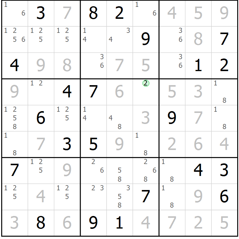 Position des candidats pour la solution de la Gr 1 page 4 du magazine de sudoku Virtuose n° 123