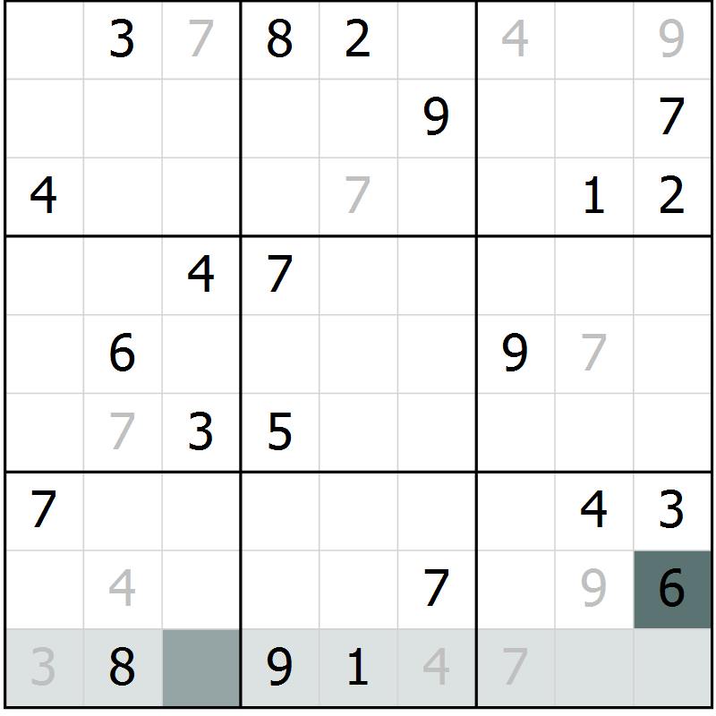 Position des candidats pour la solution de la Gr 1 page 4 du magazine de sudoku Virtuose n° 123