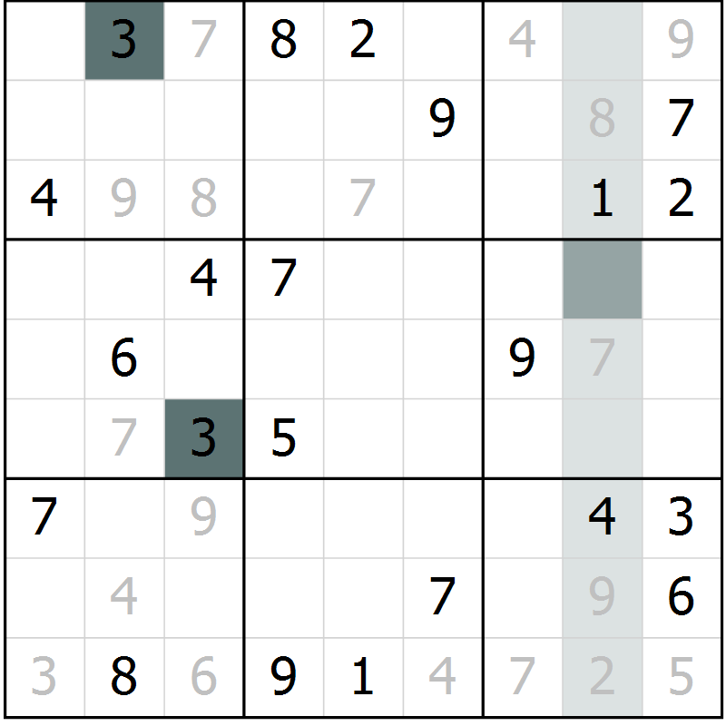 Position des candidats pour la solution de la Gr 1 page 4 du magazine de sudoku Virtuose n° 123