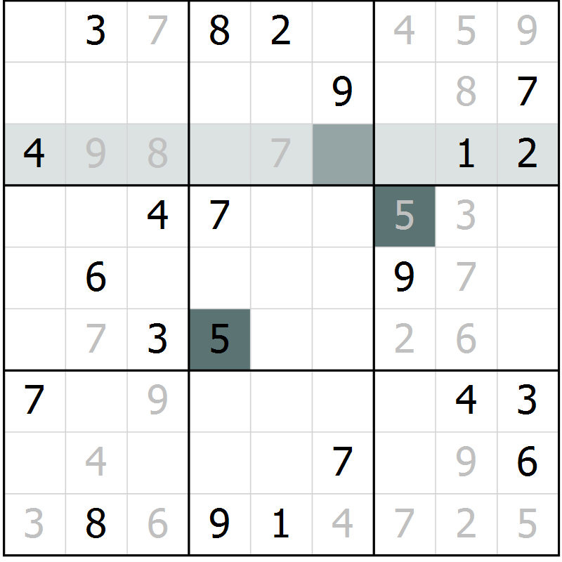 Position des candidats pour la solution de la Gr 1 page 4 du magazine de sudoku Virtuose n° 123