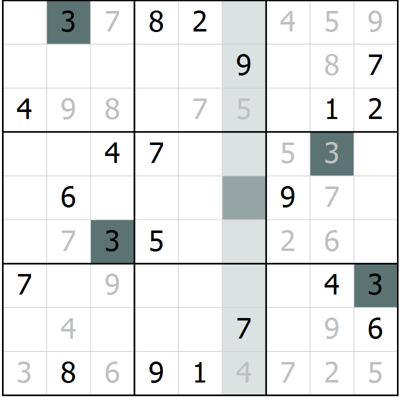 Position des candidats pour la solution de la Gr 1 page 4 du magazine de sudoku Virtuose n° 123