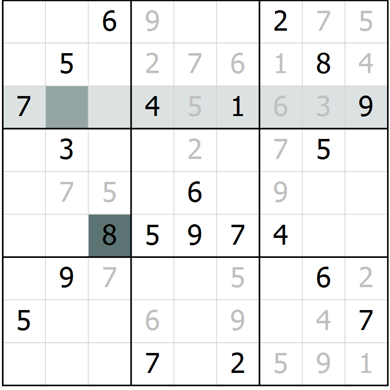 Position des candidats pour la solution de la Gr 10 page 13 du magazine de sudoku Virtuose n° 123