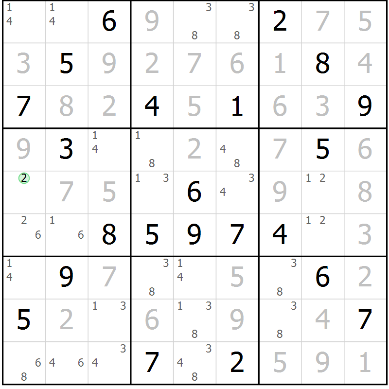 Position des candidats pour la solution de la Gr 10 page 13 du magazine de sudoku Virtuose n° 123