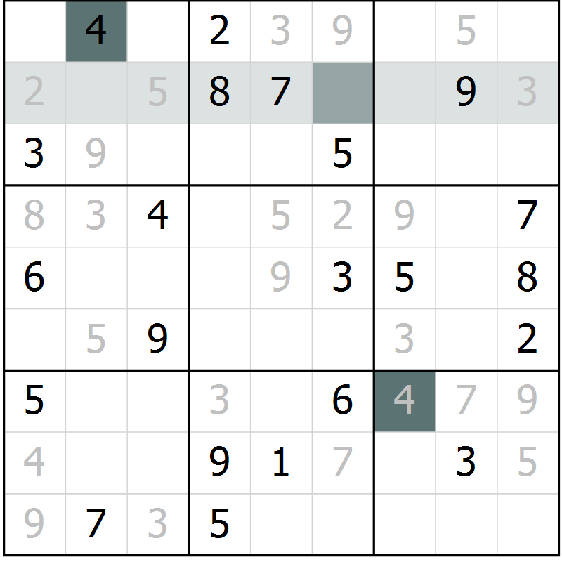 Position des candidats pour la solution de la Gr 11 page 14 du magazine de sudoku Virtuose n° 123
