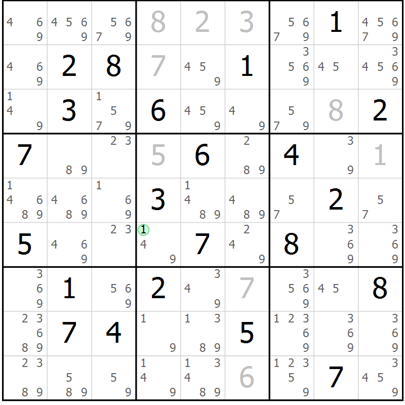 Position des candidats pour la solution de la Gr 12 page 15 du magazine de sudoku Virtuose n° 123