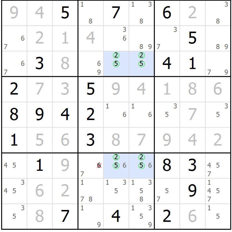 Position des candidats pour la solution de la Gr 13 page 16 du magazine de sudoku Virtuose n° 123